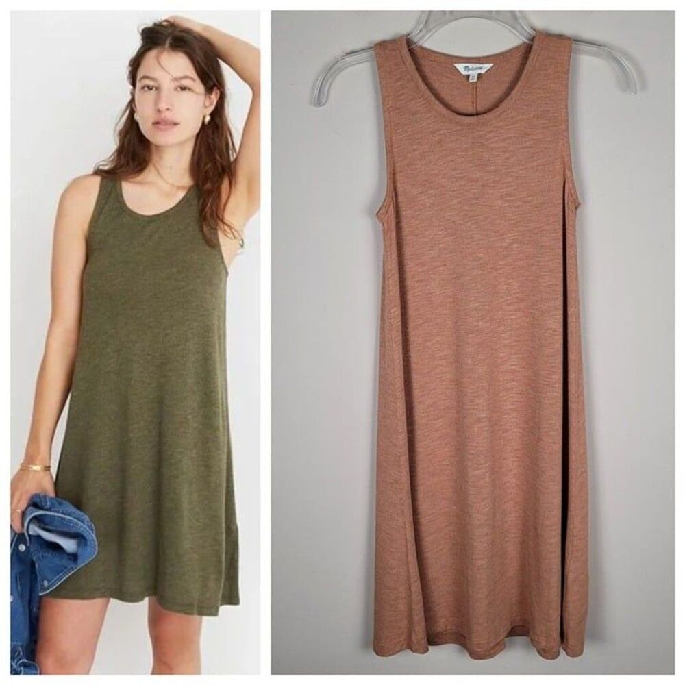 Madewell Size XS Highpoint Tank Dress Viscose Clay Brown